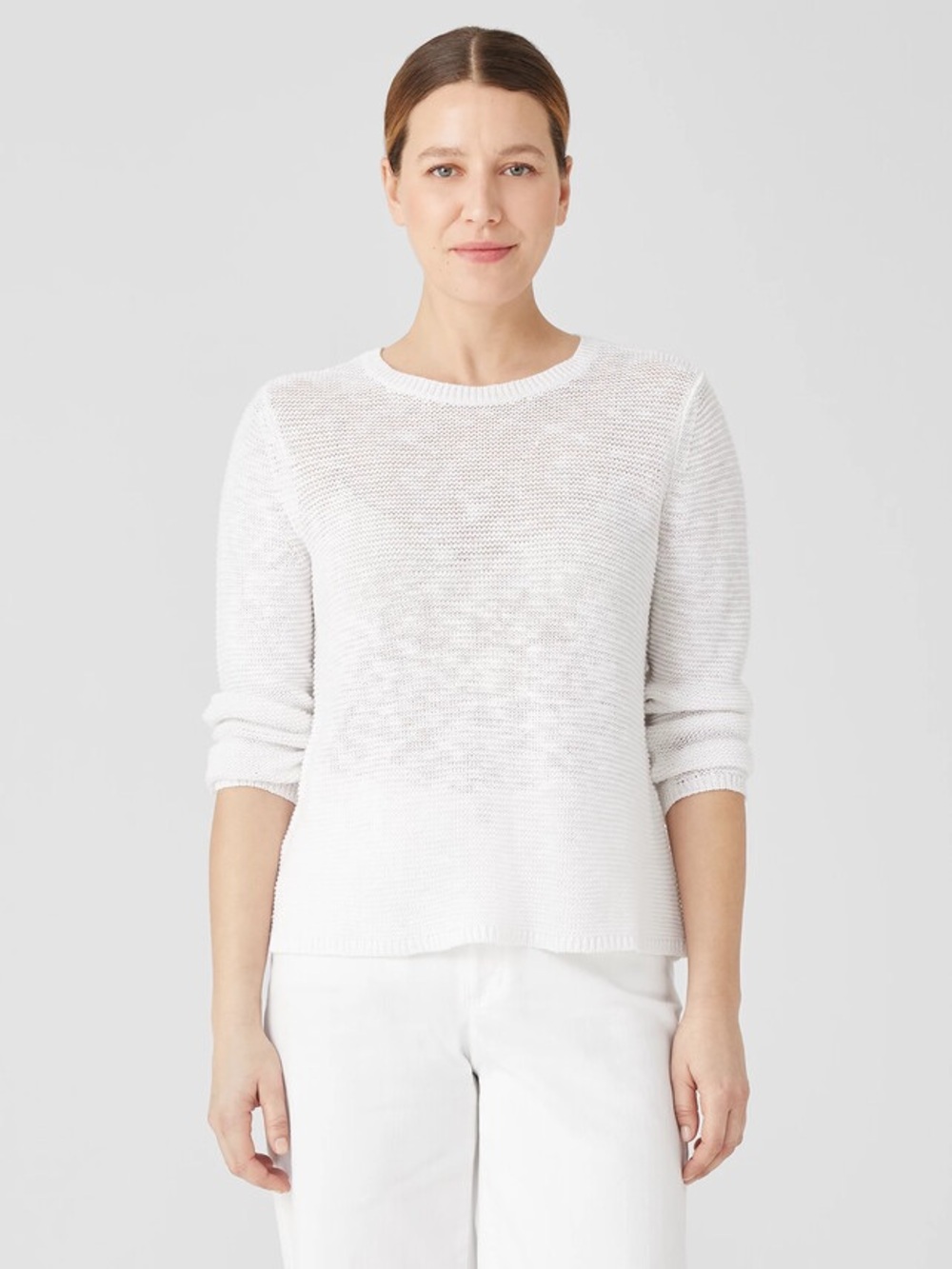 Eileen Fisher Organic Linen Cotton Crew Neck Top size M